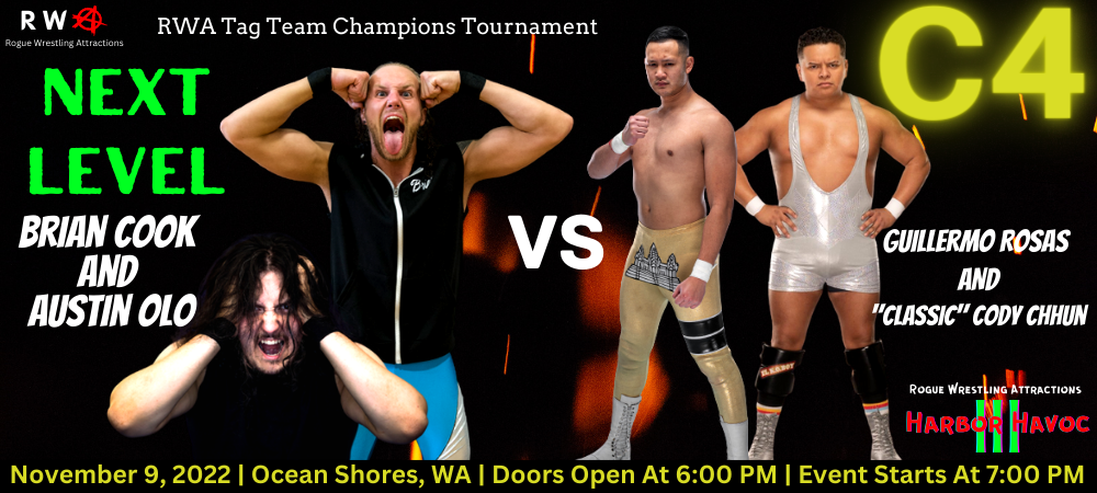 Rogue Wrestling Attractions | Harbor Havoc 3 | Brian Cook and Austin Oso Vs Guillermo Rosas and Cody Chhun